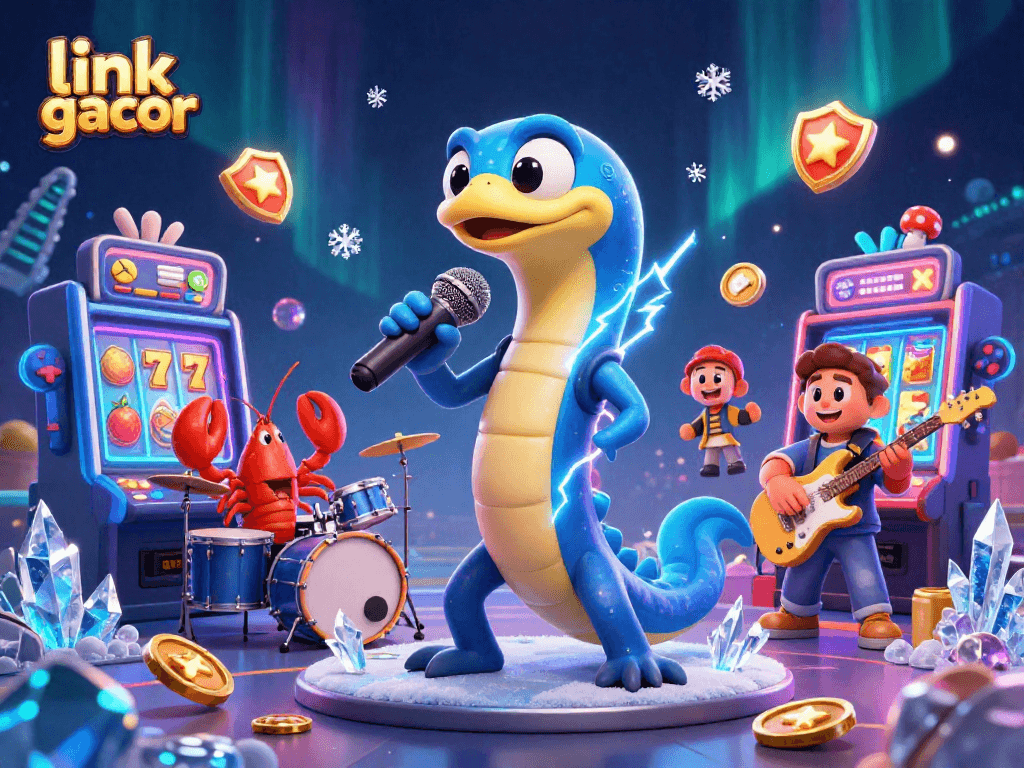 link gacor showcases an electric eel DJ with a vibrant underwater casino theme
