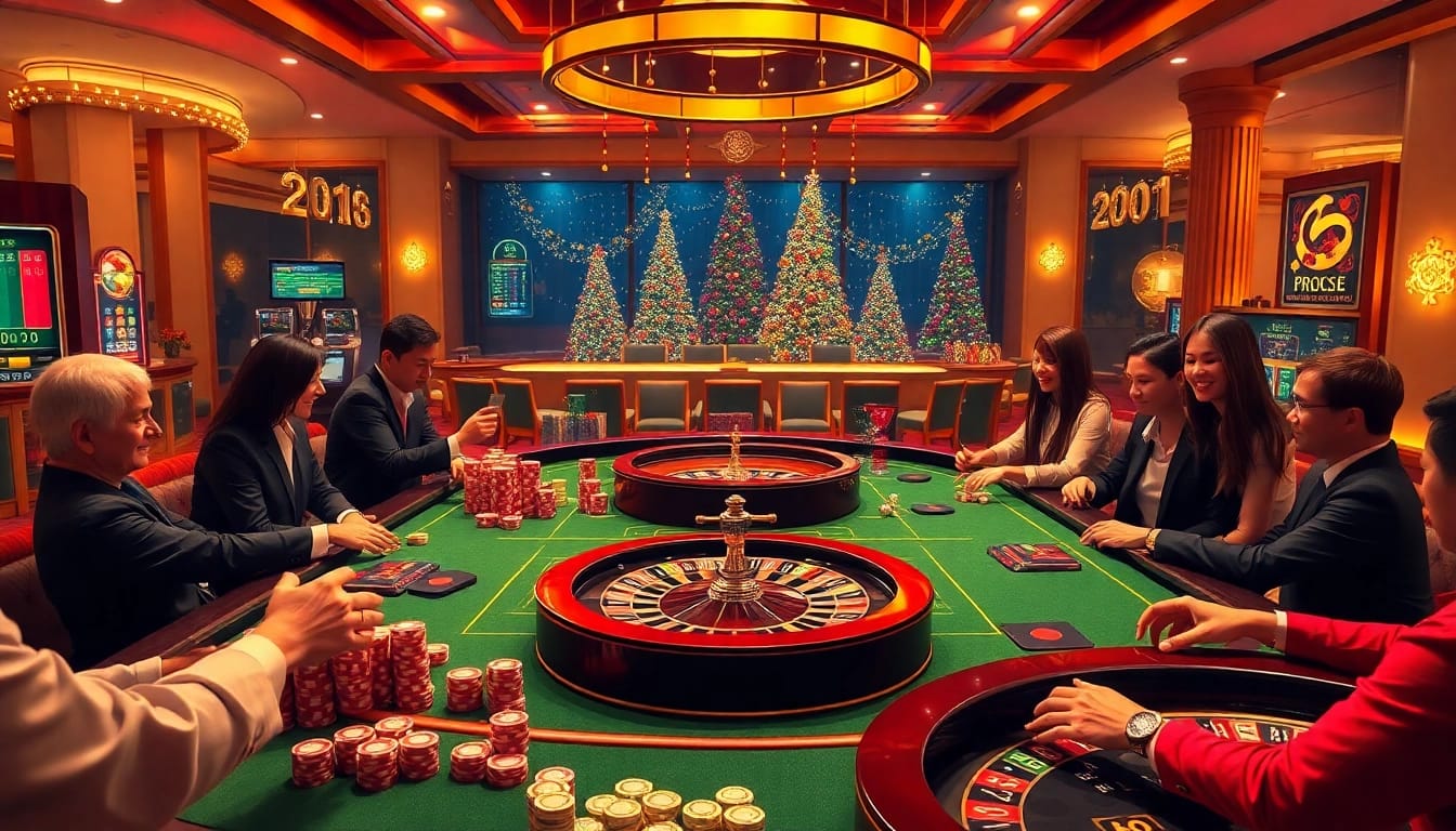 BRO138 gaming table bustling with excitement and players engaged in thrilling action.