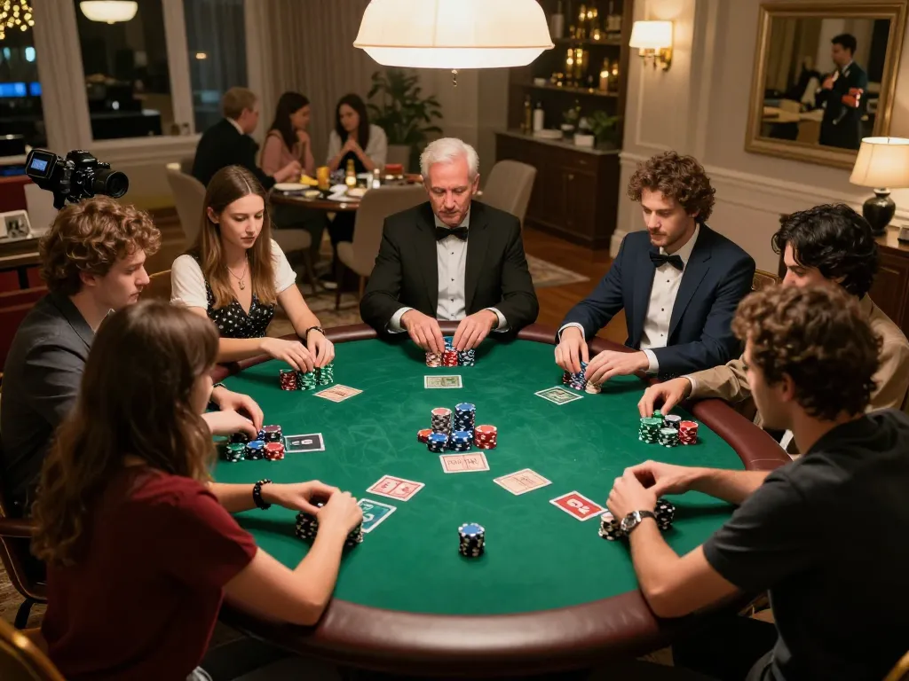 Engaged players enjoying a competitive poker game at home showcasing cm888 excitement and camaraderie.