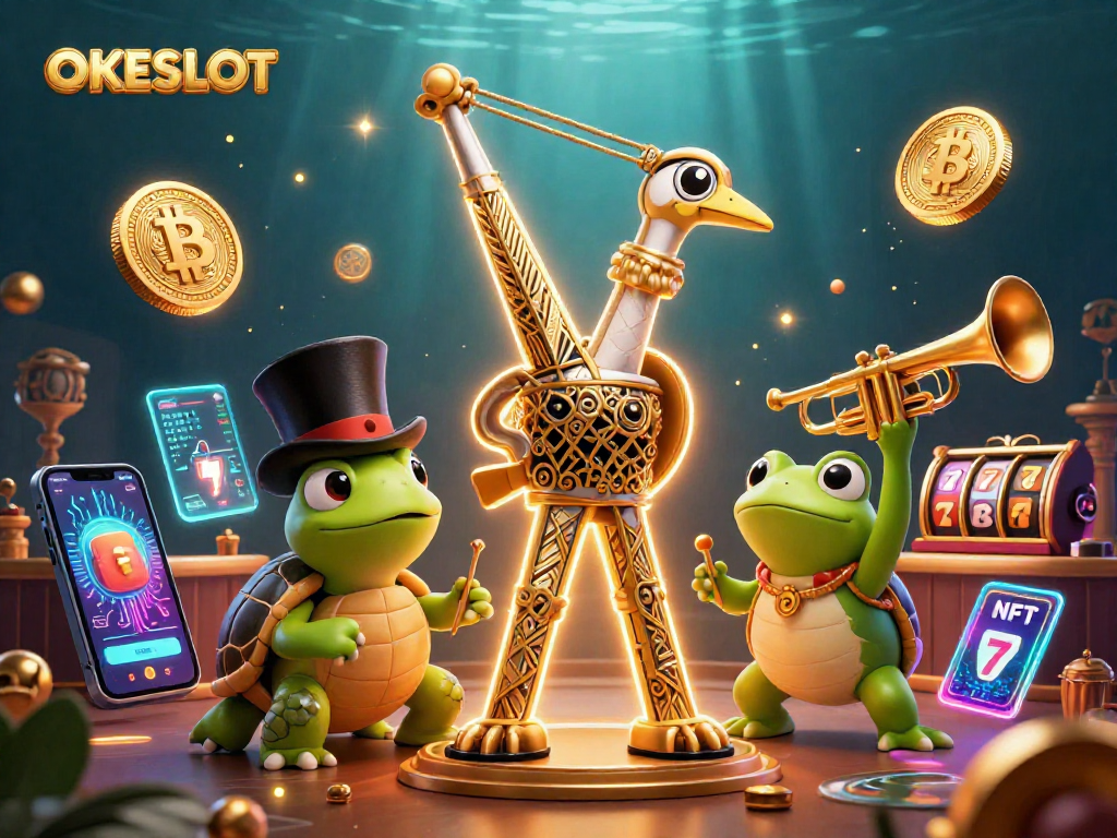 OKESLOT menawarkan promosi slot menarik dengan karakter unik di latar kasino.