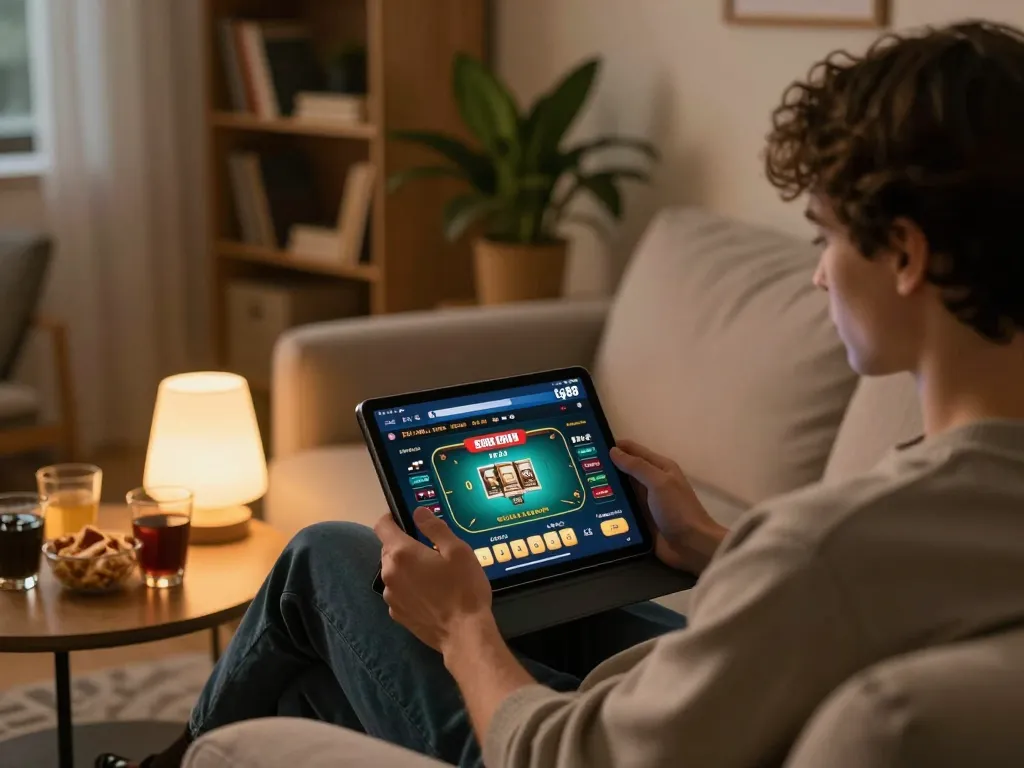 Engaging with the tg88 online casino while enjoying a cozy home setting