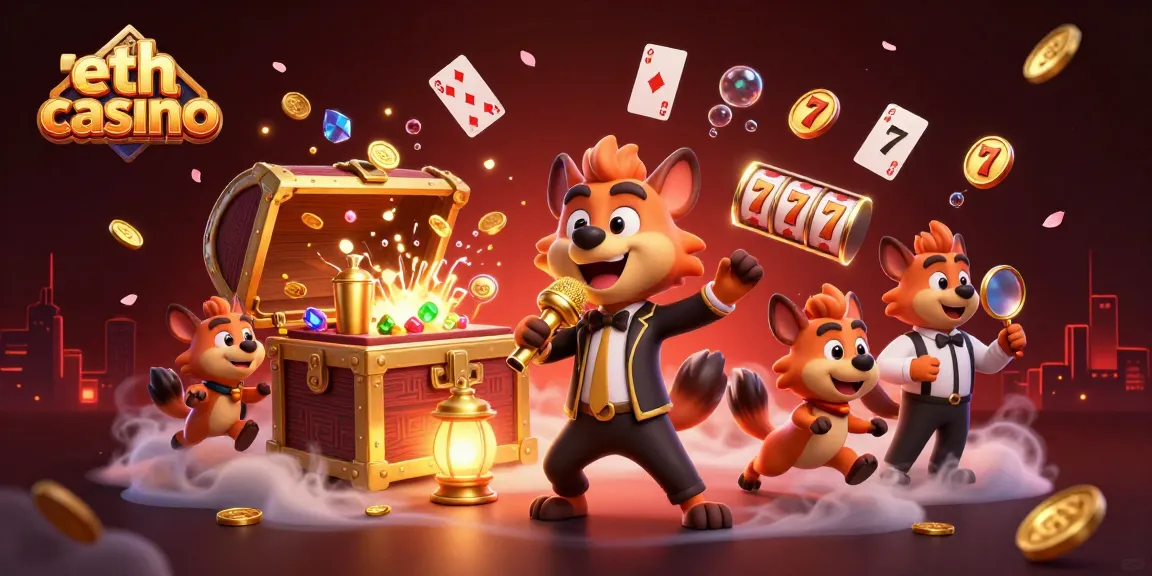Experience the thrill of eth casino with a lively scene featuring hyenas in a comedy casino club.