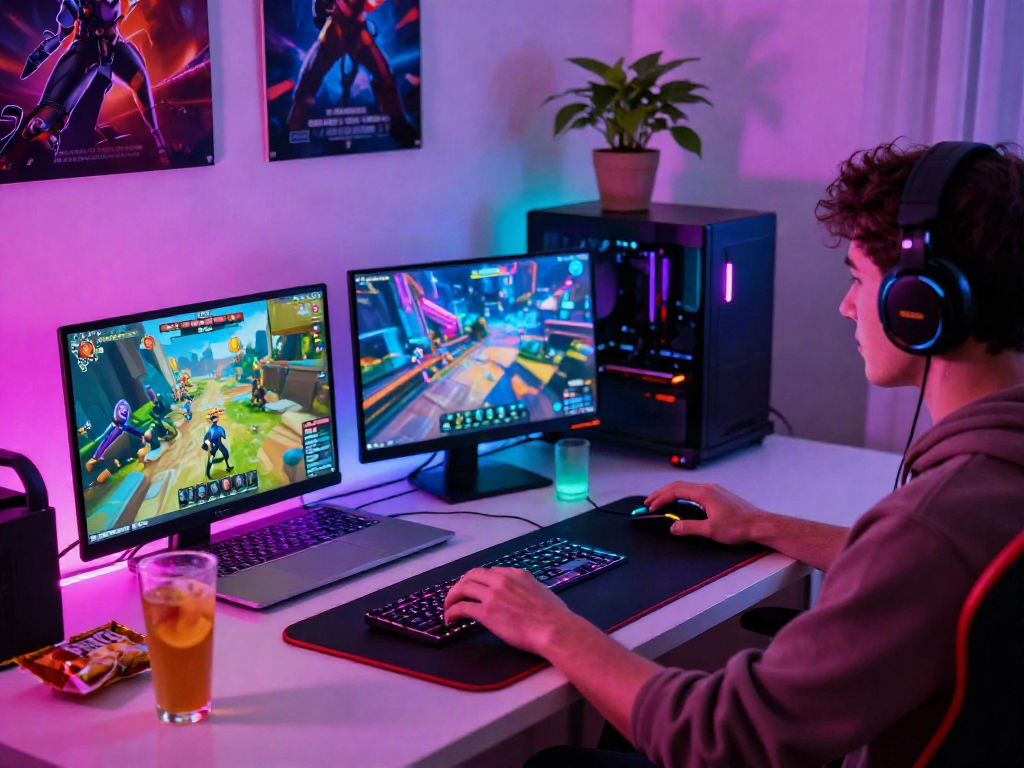 A80 online gaming setup featuring vibrant graphics and gaming accessories.