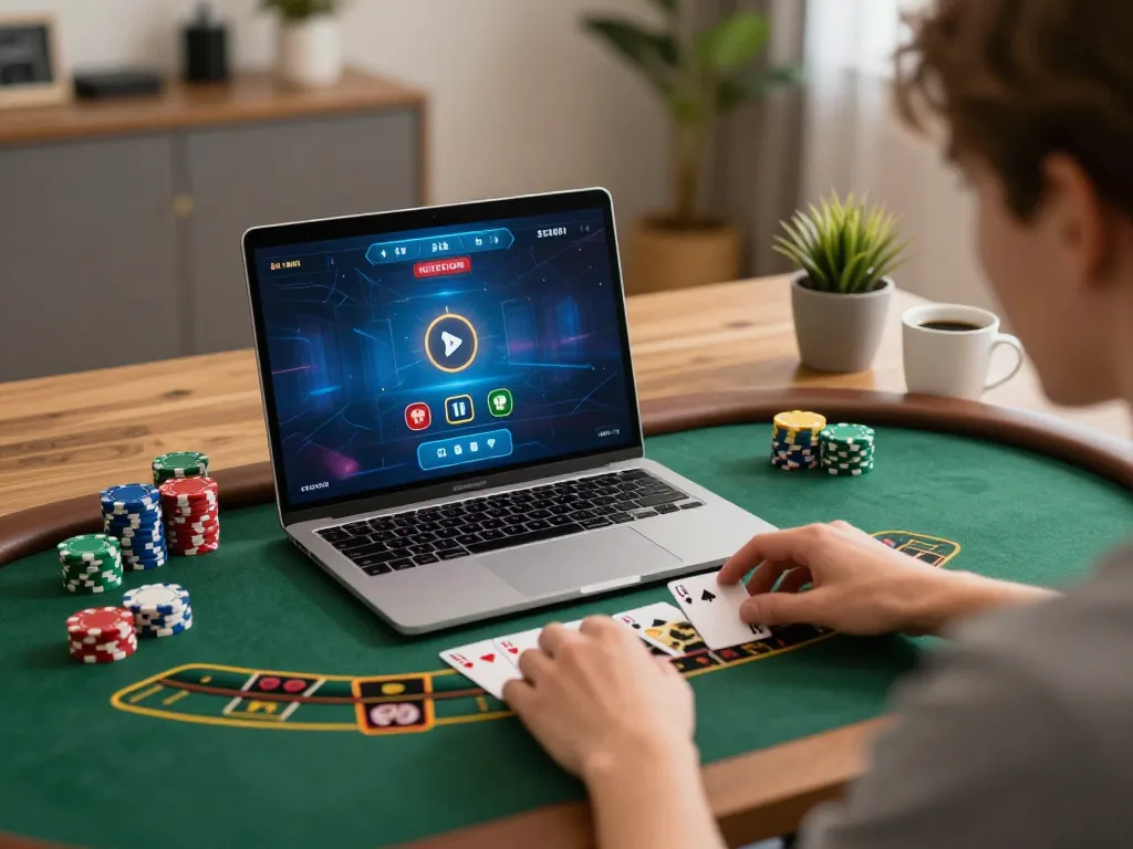Engaging online blackjack gameplay on KP88 showcasing a strategic gaming setup