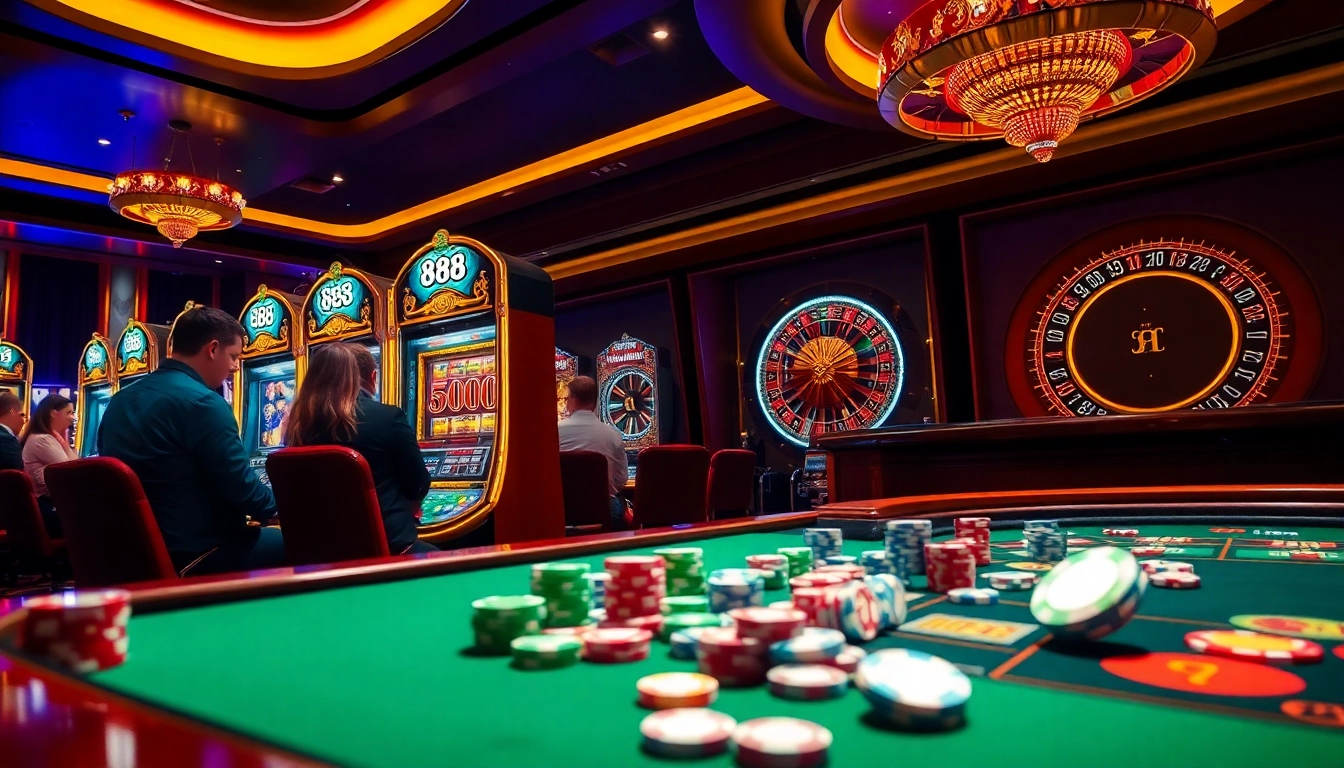 Players enjoying an exciting moment at the slot88 machine in a luxurious casino setting.