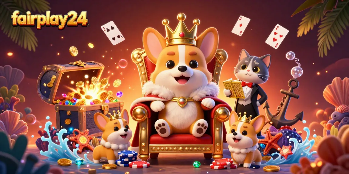 Engage in thrilling bets with fairplay24 as the corgi king oversees a vibrant gambling kingdom.