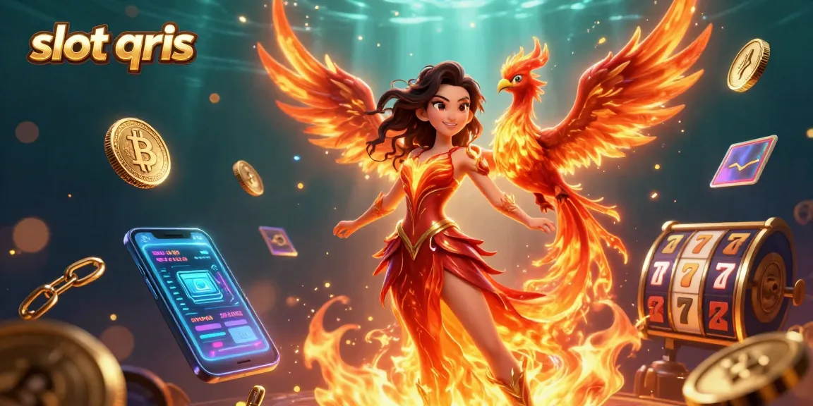 Engage with slot qris action featuring an Asian woman and fire phoenix in a vibrant casino scene.