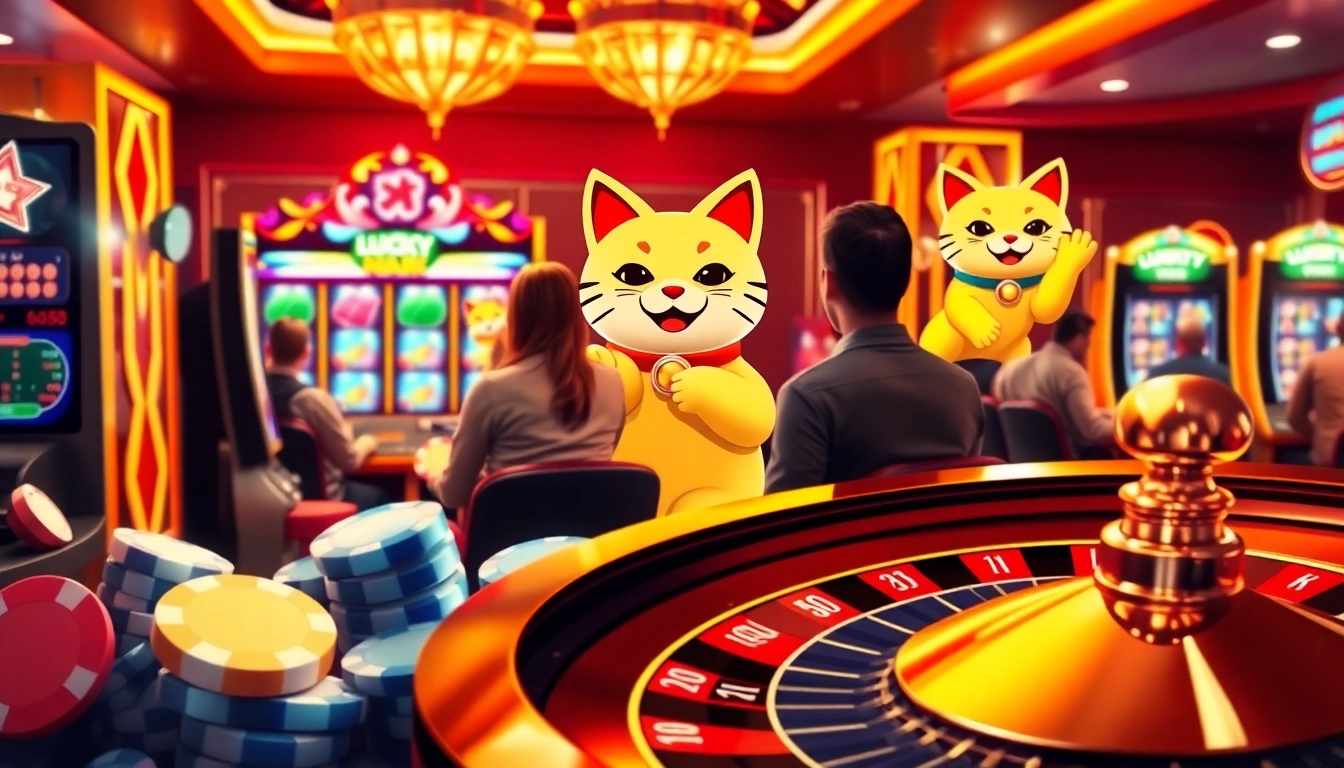 Engage in Lucky Neko PG Soft เครดิตฟรี excitement at a luxury casino with vibrant slot play.