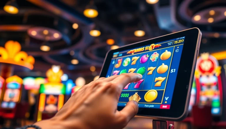 Slot Game yang menarik dengan simbol warna-warni dan aktivitas pemain mengklik layar.