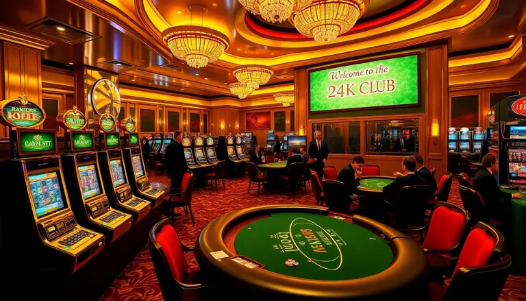 Players enjoying the thrilling ambiance at the 24k club in a luxurious casino.