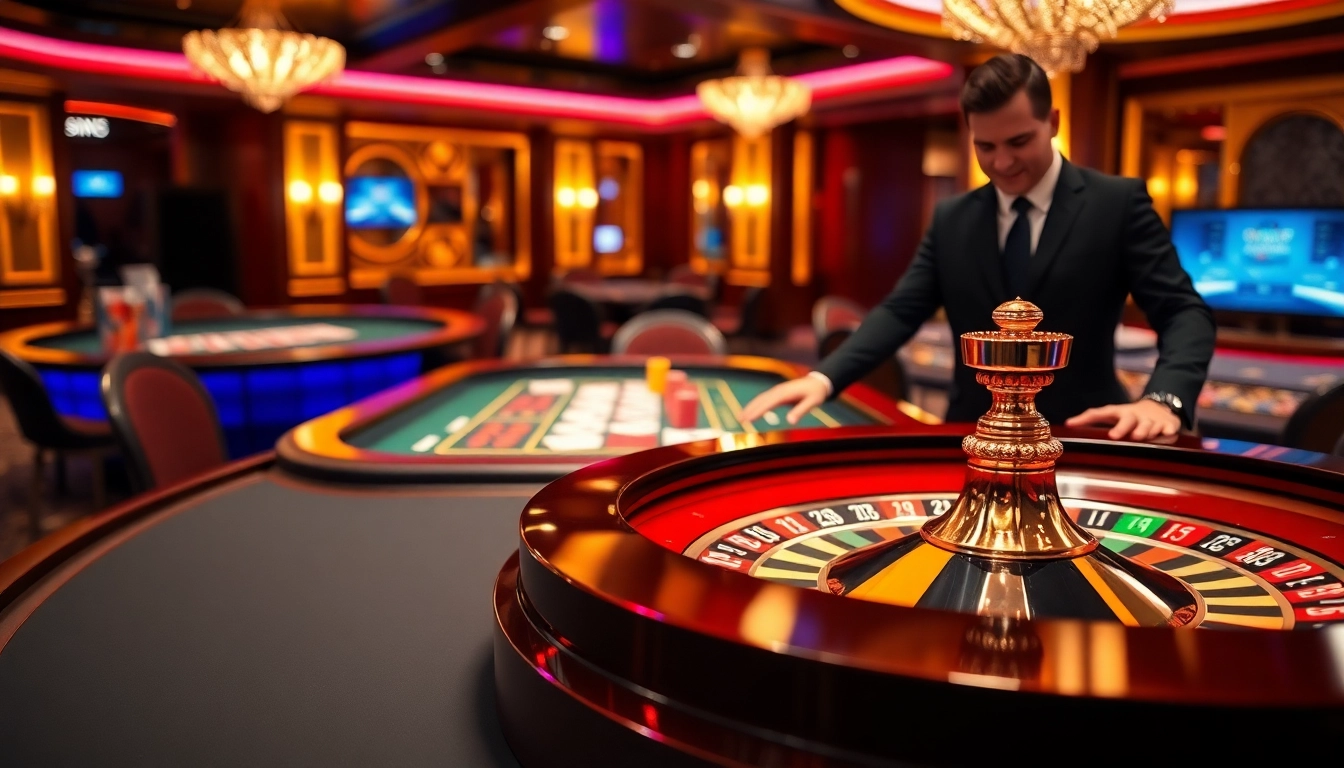 Players immerse in the excitement of the 32WIN Link at a luxury casino table, showcasing vibrant chips.