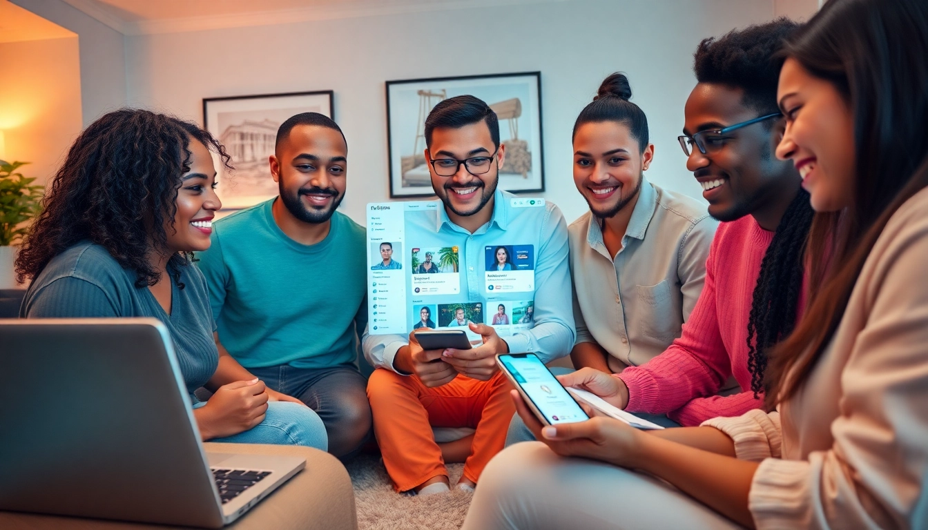 Explore OnlyFans Nearby Creators with a modern digital interface showcasing diverse individuals engaging in the search.