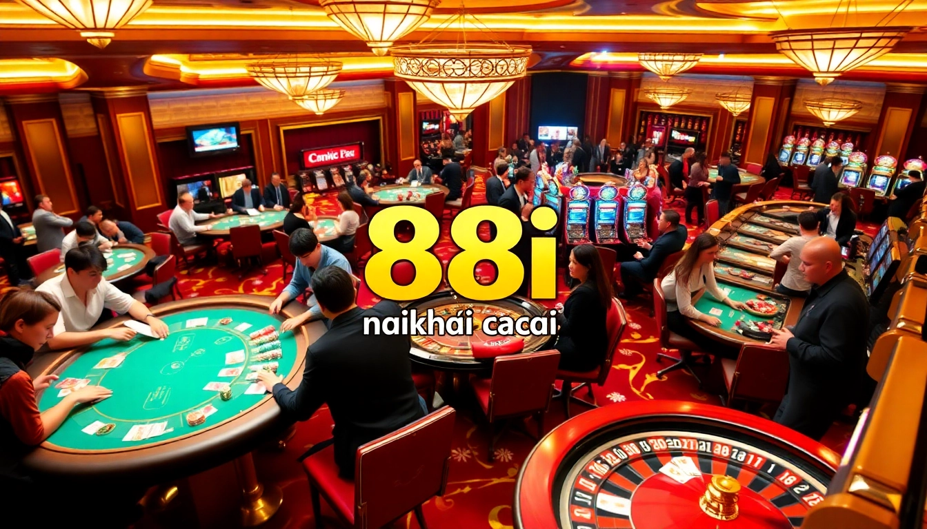 Experience the excitement at 88i nhà cái casino with players engaged in poker and roulette.