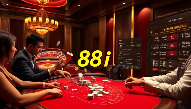 Players engaging at the poker table in 88i, showcasing excitement and luxury in gambling.